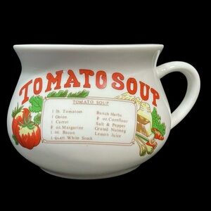 Vintage 1970s Ceramic Tomato Soup Recipe Large Mug/Bowl - MCM Made in China